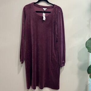 J.Jill NWT Pure Jill 211691 Huckleberry Size L Long Sleeve Velour Tunic